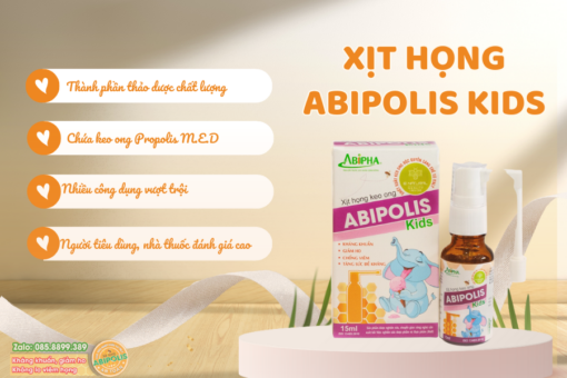 Xịt họng Abipolis Kids 15ml Abipha