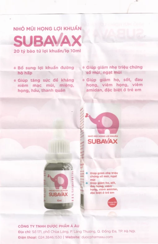 Subavax 10ml Nhỏ mũi lợi khuẩn (Hồng) á âu