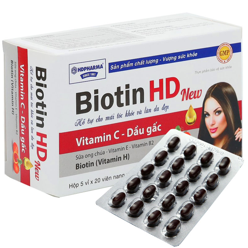 Biotin HD New 5mg Dầu gấc (H/5*20v) HD 8+1 Omega 3 Kids