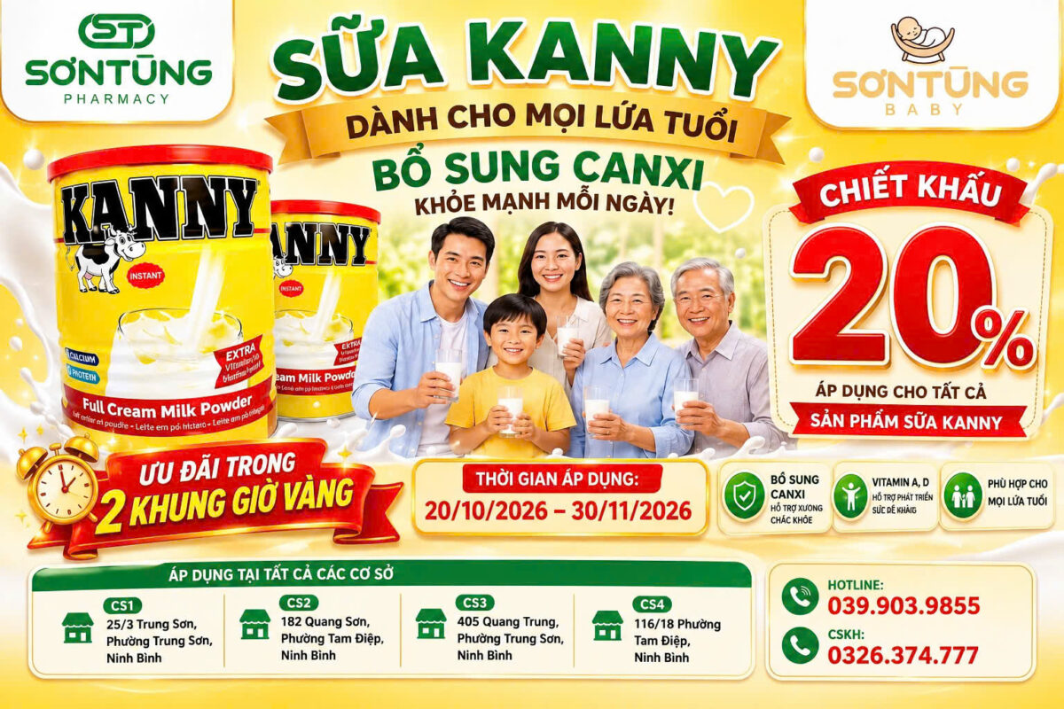 ƯU ĐÃI SỮA KANNY GIẢM 20% TẠI NHÀ THUỐC SƠN TÙNG