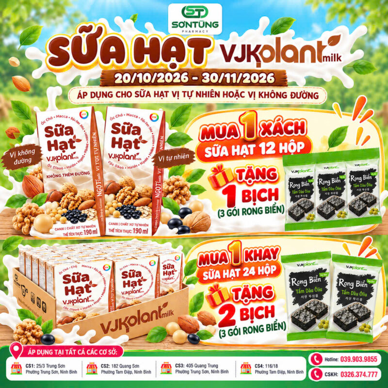ƯU ĐÃI SỮA HẠT VJKOLANT NHẬN NGAY QUÀ TẶNG RONG BIỂN