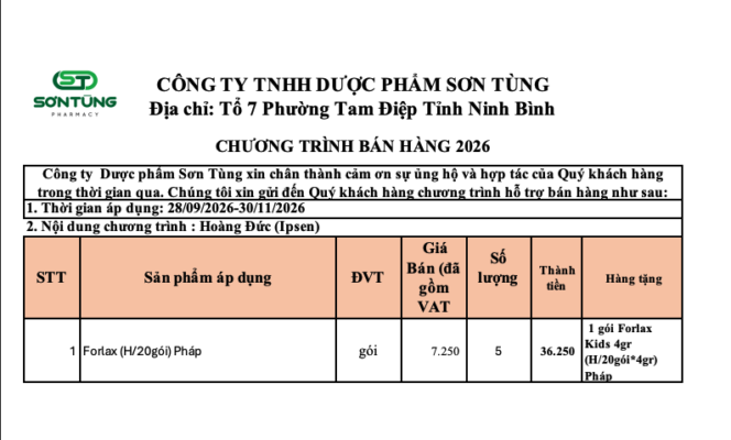 CHƯƠNG TRÌNH BÁN HÀNG FORLAX – MUA HÀNG NHẬN QUÀ HẤP DẪN